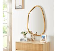 [en.casa] Miroir Mural Design Stylé Asymétrique pour Salle de Bain Entrée Salon Chambre MDF 80 x 58 cm Or