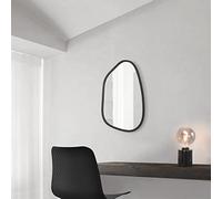 [en.casa] Miroir Mural Design Stylé Asymétrique pour Salle de Bain Entrée Salon Chambre MDF 80 x 58 cm Noir Mat