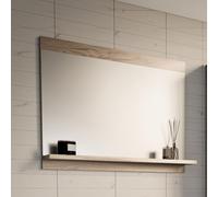 [en.casa] Miroir Mural Élégant Rectangulaire avec Étagère Pratique Rangement et Effet Agrandissant Montage Simple pour Salle de Bains Panneau de Particules Verre 60 x 50 x 12 cm Effet Chêne