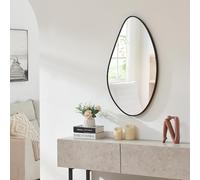 [en.casa] Miroir Mural Moderne avec Reflet Clair et sans Distorsion Cadre en Forme de Goutte Décoratif Polyvalent Maquillage Salon Chambre Salle de Bains Entrée MDF 82 x 46 cm Noir