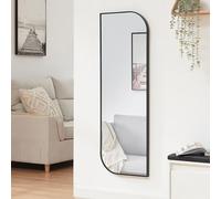 [en.casa] Miroir Mural Moderne Installation Horizontale ou Verticale avec Reflet Clair et sans Distorsion en Forme de Rectangulaire Arrondie Salon Chambre Salle de Bains Couloir MDF 120 x 40 cm Noir
