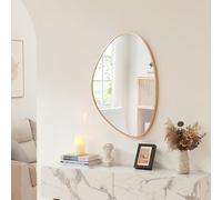 [en.casa] Miroir Mural Moderne Installation Horizontale ou Verticale avec Reflet Clair et sans Distorsion Cadre en Forme de Goutte Intemporel Salon Chambre Salle de Bains Couloir MDF 75 x 53 cm Or