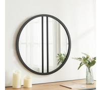 [en.casa] Miroir Mural Rond Miroir Style Intemporel Élégant pour Salon Chambre Bureau Salle de Bain Entrée MDF Diamètre 60 cm Noir