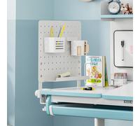 [en.casa] Organiseur de Bureau à Pince avec Plaque Perforée Porte-Stylos Porte-Gobelet Tablette de Rangement pour Chambre d'enfant Home Office Acier 50 x 50 cm Blanc