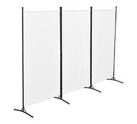 [en.casa] Paravent de Confidentialité à 3 Panneaux Séparateur de Pièce Brise-Vue pour Intérieur Extérieur Acier Polyester 176 x 260 cm Blanc