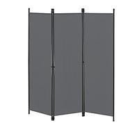 [en.casa] Paravent de Confidentialité à 3 Panneaux Séparateur de Pièce Design Brise-Vue pour Intérieur Extérieur Acier Polyester 171 x 150 cm Gris Foncé