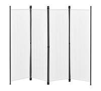 [en.casa] Paravent de Confidentialité à 4 Panneaux Séparateur de Pièce Design Brise-Vue pour Intérieur Extérieur Acier Polyester 171 x 200 cm Blanc