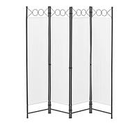 [en.casa] Paravent de Confidentialité à 4 Panneaux Séparateur de Pièce Élégant Brise-Vue pour Intérieur Extérieur Acier Polyester 171 x 160 cm Blanc