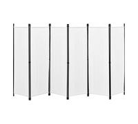 [en.casa] Paravent de Confidentialité à 6 Panneaux Séparateur de Pièce Brise-Vue pour Intérieur Extérieur Acier Polyester 171 x 300 cm Blanc