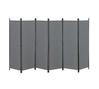 [en.casa] Paravent de Confidentialité à 6 Panneaux Séparateur de Pièce Brise-Vue pour Intérieur Extérieur Acier Polyester 171 x 300 cm Gris Foncé