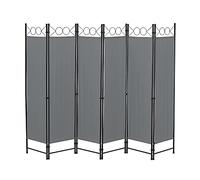 [en.casa] Paravent de Confidentialité à 6 Panneaux Séparateur de Pièce Élégant Brise-Vue pour Intérieur Extérieur Acier Polyester 171 x 240 cm Gris Foncé