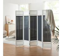 [en.casa] Paravent Style Espagnol pour Intérieur Séparateur de Pièce à 3 Panneaux Cloison Pliable et Facile à Déplacer pour Salon Chambre Bambou PVC Polyester 200 x 170 cm Blanc Gris Foncé