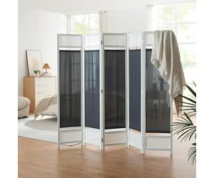 [en.casa] Paravent Style Espagnol pour Intérieur Séparateur de Pièce à 3 Panneaux Cloison Pliable et Facile à Déplacer pour Salon Chambre Bambou PVC Polyester 200 x 170 cm Blanc Gris Foncé