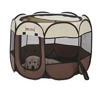 [en.casa] Parc Pliable Octogonal pour Animaux de Compagnie Enclos Portable pour Chiens Chats pour Intérieur Extérieur Polyester Acier 43 x 74 x 74 cm Marron Crème