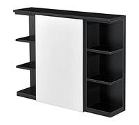 [en.casa] Placard Mural Design Meuble de Rangement à Suspendre Meuble de Salle de Bain Porte avec Miroir Étagères Réglables Panneau de Particules Mélaminé 64 x 80 x 20 cm Noir