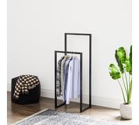 [en.casa] Portant à Vêtements avec 2 Barres de Penderie Portemanteau Porte-Vêtements Design pour Entrée Dressing Couloir Bureau Vesitaire Acier 90 x 40 x 25 cm Noir