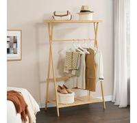 [en.casa] Portant à Vêtements Portemanteau Porte-vêtements Penderie Dressing Ouvert avec Barre de Penderie et Étagères Bambou 140 x 90 x 45 cm Naturel