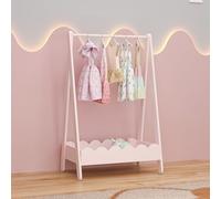 [en.casa] Portant à Vêtements pour Enfants Portemanteau avec Compartiment de Rangement Ouvert pour Chaussures Jouets Porte-Habits Support Organisateur pour Chambre d'Enfant MDF 99 x 66 x 38 cm Rose