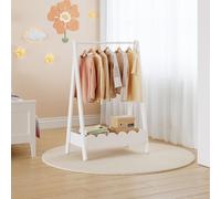 [en.casa] Portant à Vêtements pour Enfants Portemanteau avec Compartiment de Rangement Ouvert pour Chaussures Jouets Porte-Habits Support Organisateur pour Chambre d'Enfant MDF 99 x 66 x 38 cm Blanc