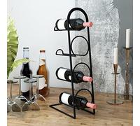 [en.casa] Porte-Bouteilles à 4 Niveaux Casier à Vin Espace de Stockage Range-Bouteille avec 4 Emplacements pour Salon Métal 44 x 12 x 21 cm Noir