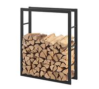 [en.casa] Porte-Bûches Robuste Range-Bûches Solide Support pour Bois de Chauffage Rangement Efficace pour Intérieur Extérieur Acier Laqué 80 x 100 x 25 cm Noir