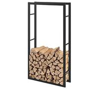 [en.casa] Porte-Bûches Robuste Range-Bûches Solide Support pour Bois de Chauffage Rangement Efficace pour Intérieur Extérieur Acier Laqué 75 x 150 x 25 cm Noir