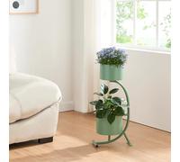 [en.casa] Porte-Plantes Style Intemporel avec 2 Cache-Pots Support de Plantes pour Intérieur Bac à Fleurs pour Salon Chambre Métal 63 x 29 x 21 cm Vert