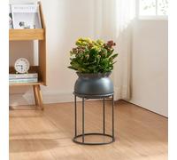 [en.casa] Porte-Plantes Style Intemporel avec Cache-Pot Support de Plantes pour Intérieur Bac à Fleurs pour Salon Chambre Métal 38 x 24 cm Noir