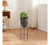 [en.casa] Porte-Plantes Style Intemporel avec Cache-Pot Support de Plantes pour Intérieur Bac à Fleurs pour Salon Chambre Métal 41 x 16 cm Noir