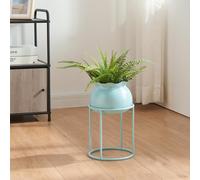 [en.casa] Porte-Plantes Style Intemporel avec Cache-Pot Support de Plantes pour Intérieur Bac à Fleurs pour Salon Chambre Métal 32 x 20 cm Bleu Clair
