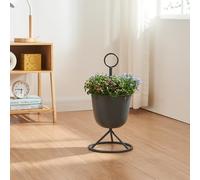 [en.casa] Porte-Plantes Style Intemporel avec Cache-Pot Support de Plantes pour Intérieur Bac à Fleurs pour Salon Chambre Métal 48 x 23 cm Noir