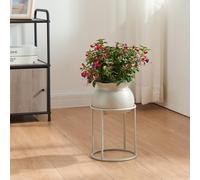 [en.casa] Porte-Plantes Style Intemporel avec Cache-Pot Support de Plantes pour Intérieur Bac à Fleurs pour Salon Chambre Métal 32 x 20 cm Beige