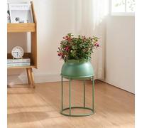 [en.casa] Porte-Plantes Style Intemporel avec Cache-Pot Support de Plantes pour Intérieur Bac à Fleurs pour Salon Chambre Métal 38 x 24 cm Vert