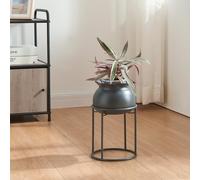 [en.casa] Porte-Plantes Style Intemporel avec Cache-Pot Support de Plantes pour Intérieur Bac à Fleurs pour Salon Chambre Métal 32 x 20 cm Noir