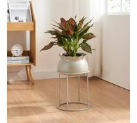 [en.casa] Porte-Plantes Style Intemporel avec Cache-Pot Support de Plantes pour Intérieur Bac à Fleurs pour Salon Chambre Métal 38 x 24 cm Beige