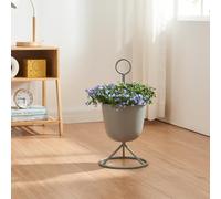 [en.casa] Porte-Plantes Style Intemporel avec Cache-Pot Support de Plantes pour Intérieur Bac à Fleurs pour Salon Chambre Métal 48 x 23 cm Gris