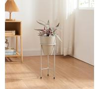 [en.casa] Porte-Plantes Style Intemporel avec Cache-Pot Support de Plantes pour Intérieur Bac à Fleurs pour Salon Chambre Métal 41 x 16 cm Beige