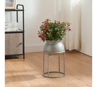 [en.casa] Porte-Plantes Style Intemporel avec Cache-Pot Support de Plantes pour Intérieur Bac à Fleurs pour Salon Chambre Métal 32 x 20 cm Gris