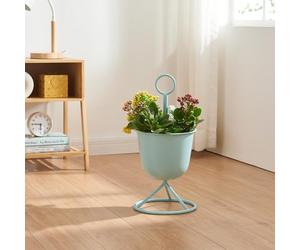 [en.casa] Porte-Plantes Style Intemporel avec Cache-Pot Support de Plantes pour Intérieur Bac à Fleurs pour Salon Chambre Métal 48 x 23 cm Bleu Clair