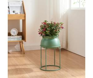 [en.casa] Porte-Plantes Style Intemporel avec Cache-Pot Support de Plantes pour Intérieur Bac à Fleurs pour Salon Chambre Métal 38 x 24 cm Vert