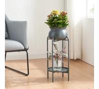 [en.casa] Porte-Plantes Style Intemporel avec Cache-Pot Support de Plantes pour Intérieur Étagère à Fleurs pour Salon Chambre Métal 81 x 40 x 40 cm Noir