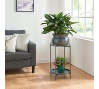 [en.casa] Porte-plantes Style Intemporel avec Cache-Pot Support de Plantes pour Intérieur Étagère à Fleurs pour Salon Chambre Métal 60 x 27 x 27 cm Noir