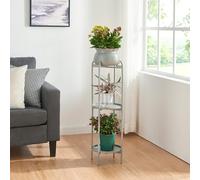 [en.casa] Porte-plantes Style Intemporel avec Cache-Pot Support de Plantes pour Intérieur Étagère à Fleurs pour Salon Chambre Métal 95 x 27 x 27 cm Gris