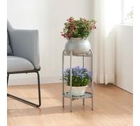 [en.casa] Porte-plantes Style Intemporel avec Cache-Pot Support de Plantes pour Intérieur Étagère à Fleurs pour Salon Chambre Métal 81 x 40 x 40 cm Gris