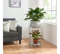 [en.casa] Porte-plantes Style Intemporel avec Cache-Pot Support de Plantes pour Intérieur Étagère à Fleurs pour Salon Chambre Métal 60 x 27 x 27 cm Gris