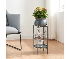 [en.casa] Porte-Plantes Style Intemporel avec Cache-Pot Support de Plantes pour Intérieur Étagère à Fleurs pour Salon Chambre Métal 81 x 40 x 40 cm Noir