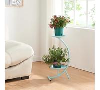 [en.casa] Porte-Plantes Style Intemporel Support de Plantes pour Intérieur Étagère à Fleurs Design pour Salon Chambre Bureau Métal 62 x 30 x 25 cm Bleu Clair