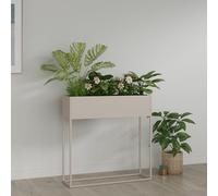 [en.casa] Porte-Plantes Surélevé avec Bac à Fleurs Support de Plantes Jardinière Intérieur et Extérieur Design Intemporel Stable Épuré pour Salon Terasse Balcon Acier 80 x 80 x 25 cm Gris Clair