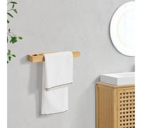 [en.casa] Porte-Serviettes Mural Salle de Bain Auto-Adhésif sans Perçage à Coller Sèche-Serviette Bande Autocollante Bambou 38 x 5 x 4 cm Naturel
