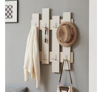 [en.casa] Portemanteau Mural à 16 Crochets Patère Murale Meuble d'Entrée Pratique Moderne pour Chapeaux Vestes Echarpes Sacs Panneau de Particules 80 x 60 x 3 cm Beige